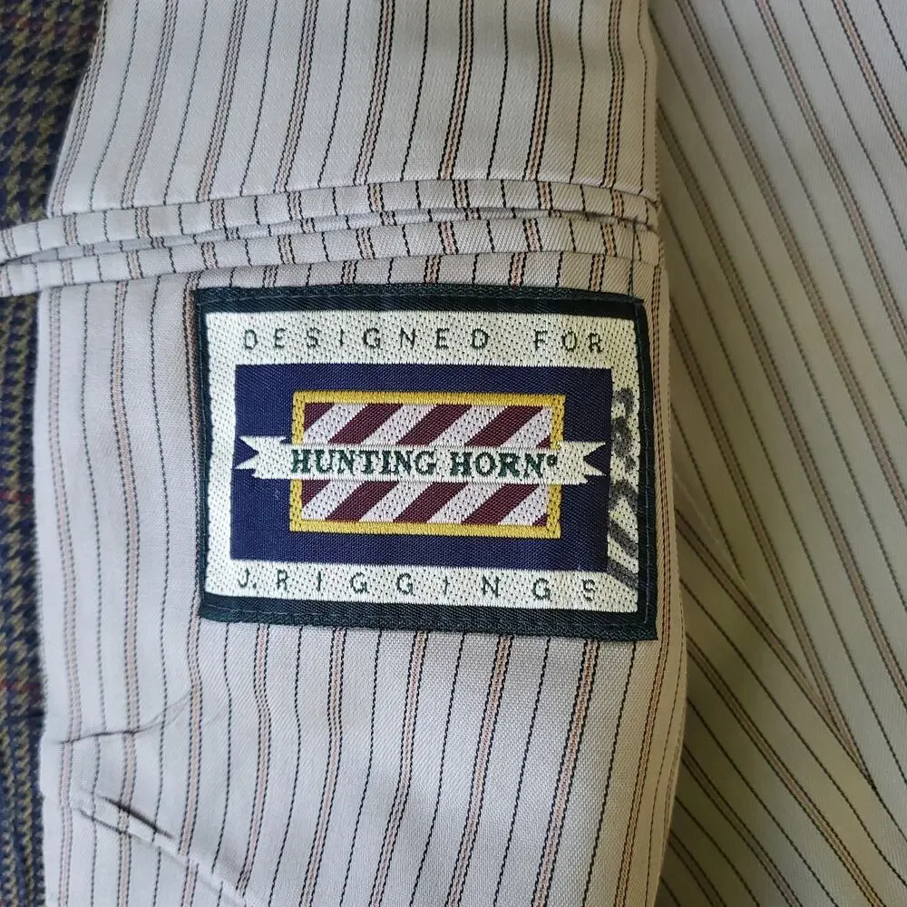 Hunting Horn Ivy Prep Glen Plaid Wool Blazer Jacket Sport Coat J Riggins 38R